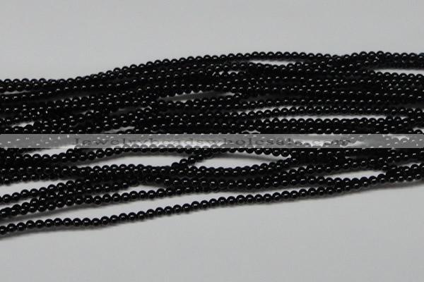 CAG7850 15.5 inches 2mm round black agate beads wholesale