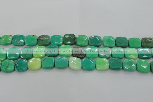 CAG7915 15.5 inches 18*18mm faceted square grass agate beads