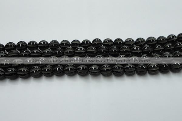 CAG8001 15.5 inches 10mm carved round black agate beads