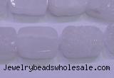 CAG8230 Top drilled 13*18mm rectangle white plated druzy agate beads