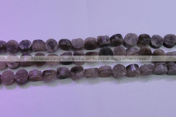 CAG8432 15.5 inches 14mm coin grey druzy agate gemstone beads