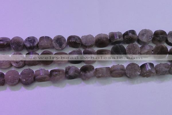 CAG8433 15.5 inches 16mm coin grey druzy agate gemstone beads