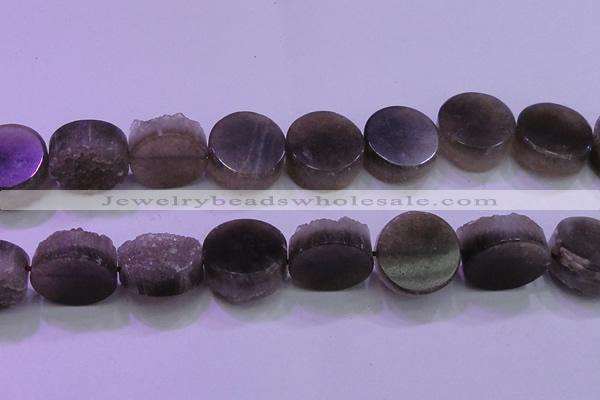 CAG8439 15.5 inches 30mm coin grey druzy agate gemstone beads