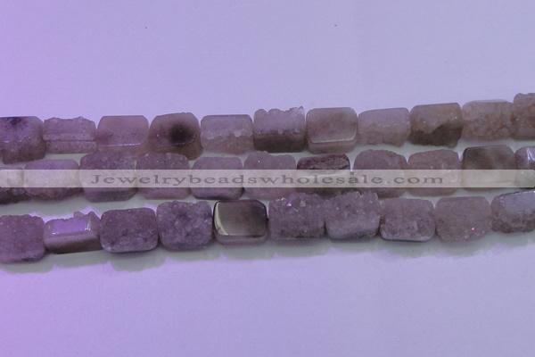 CAG8453 15.5 inches 13*18mm rectangle grey druzy agate gemstone beads