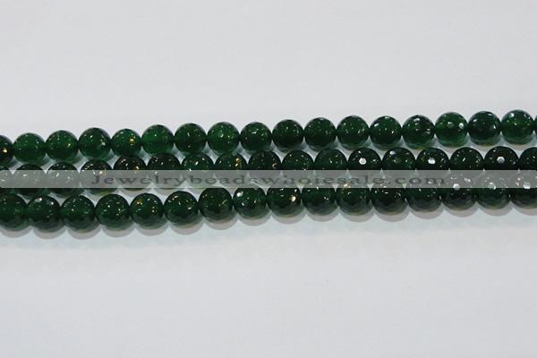 CAG8584 15.5 inches 12mm faceted round green agate gemstone beads