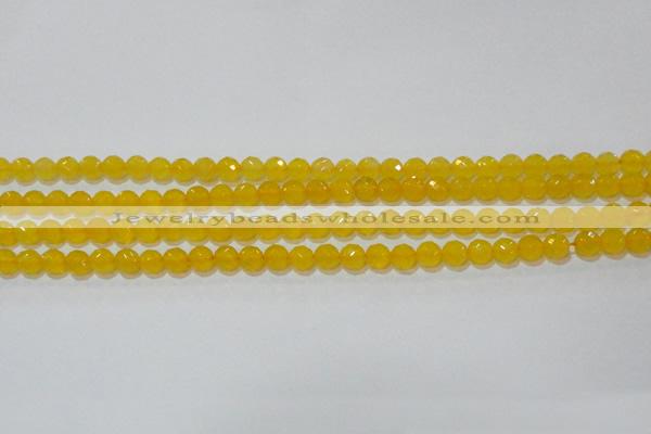 CAG8601 15.5 inches 6mm faceted round yellow agate gemstone beads