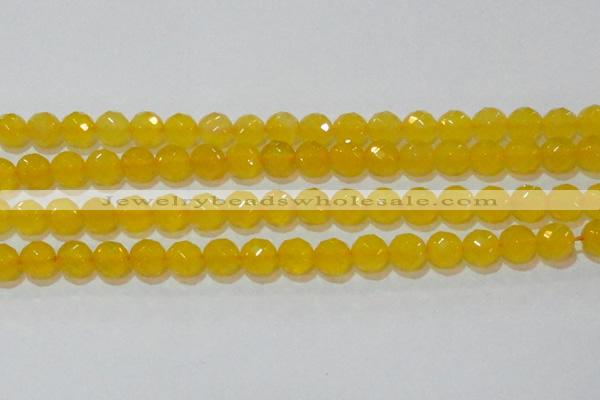 CAG8605 15.5 inches 14mm faceted round yellow agate gemstone beads