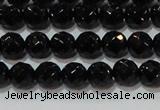 CAG8611 15.5 inches 8mm faceted round black agate gemstone beads