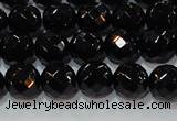 CAG8612 15.5 inches 10mm faceted round black agate gemstone beads