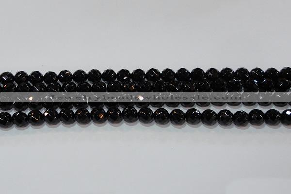 CAG8612 15.5 inches 10mm faceted round black agate gemstone beads