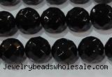 CAG8613 15.5 inches 12mm faceted round black agate gemstone beads