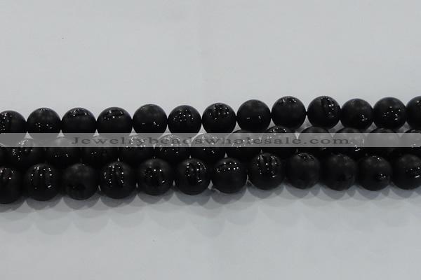 CAG8740 15.5 inches 16mm round matte tibetan agate gemstone beads