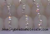 CAG8833 15.5 inches 12mm round matte agate with rhinestone beads