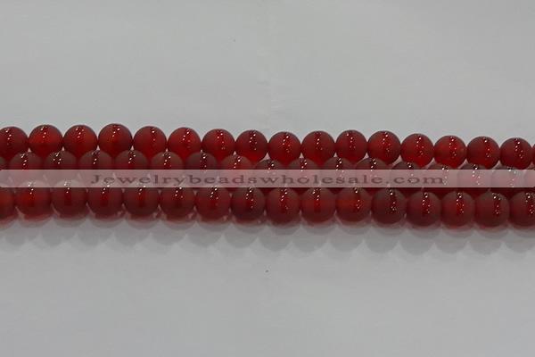 CAG8902 15.5 inches 8mm round matte red agate beads wholesale