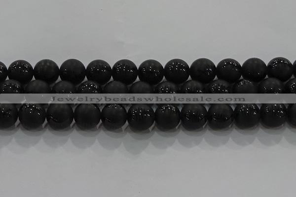CAG8920 15.5 inches 8mm round matte black agate beads wholesale