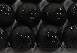 CAG8926 15.5 inches 8mm round matte black agate beads wholesale