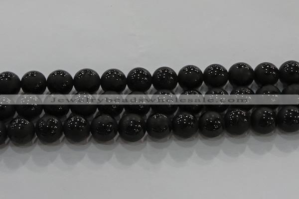 CAG8926 15.5 inches 8mm round matte black agate beads wholesale