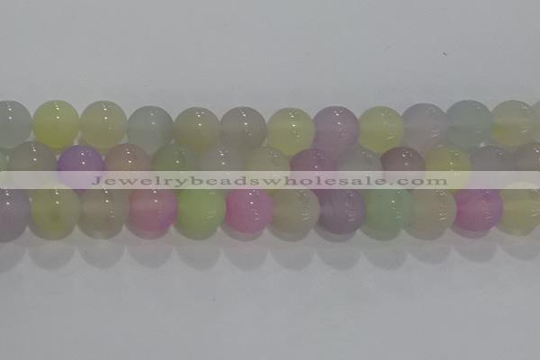 CAG8934 15.5 inches 12mm round matte colorful agate beads wholesale