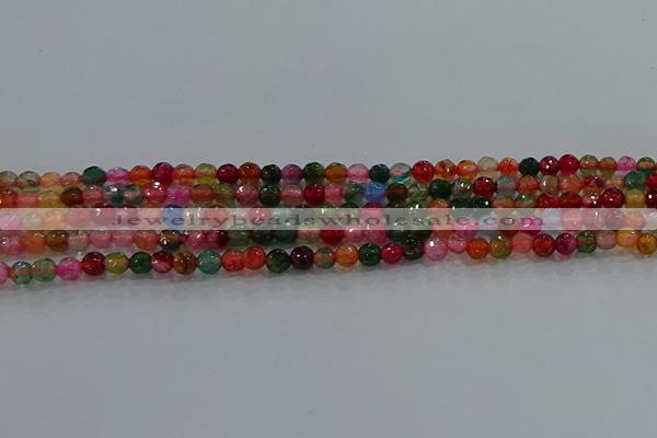 CAG8940 15.5 inches 4mm faceted round fire crackle agate beads