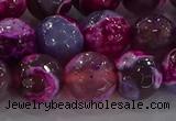 CAG8942 15.5 inches 8mm faceted round fire crackle agate beads