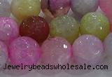 CAG8950 15.5 inches 10mm faceted round fire crackle agate beads