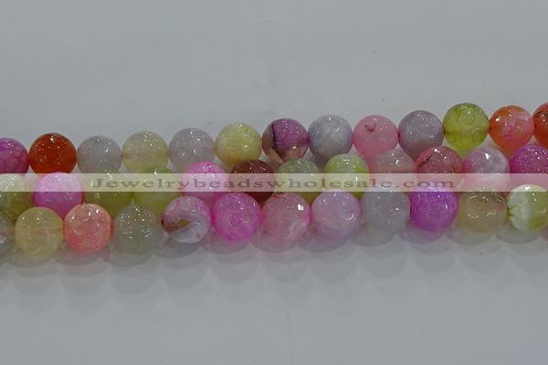 CAG8950 15.5 inches 10mm faceted round fire crackle agate beads