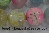 CAG8953 15.5 inches 16mm faceted round fire crackle agate beads