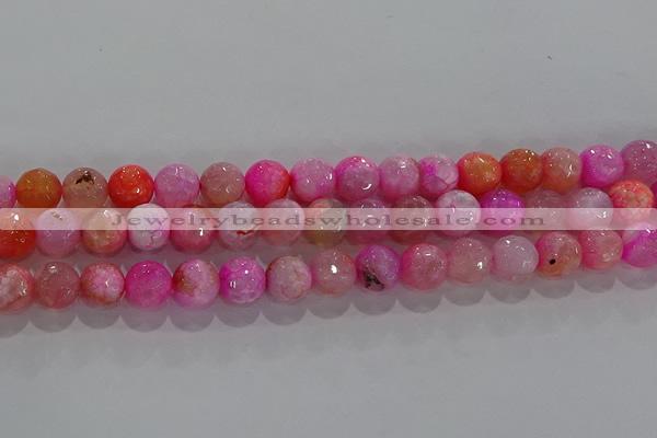 CAG8963 15.5 inches 6mm faceted round fire crackle agate beads