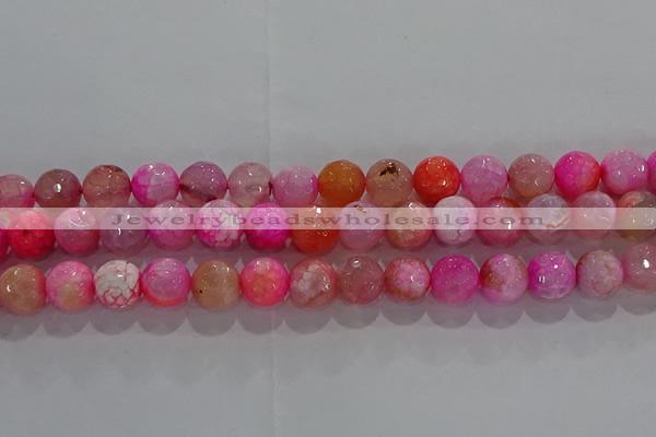 CAG8964 15.5 inches 8mm faceted round fire crackle agate beads