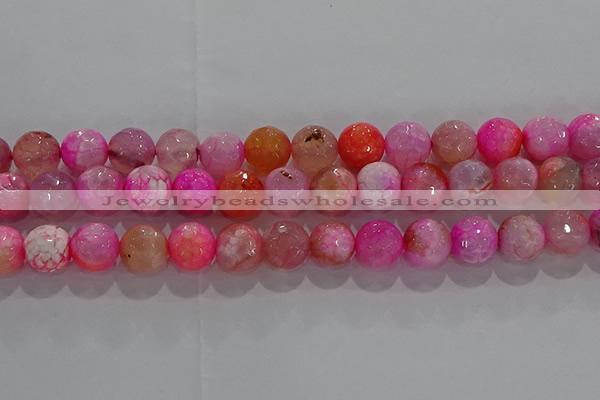 CAG8965 15.5 inches 10mm faceted round fire crackle agate beads