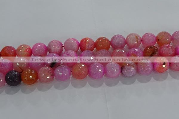 CAG8966 15.5 inches 12mm faceted round fire crackle agate beads