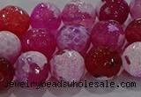 CAG8974 15.5 inches 12mm faceted round fire crackle agate beads