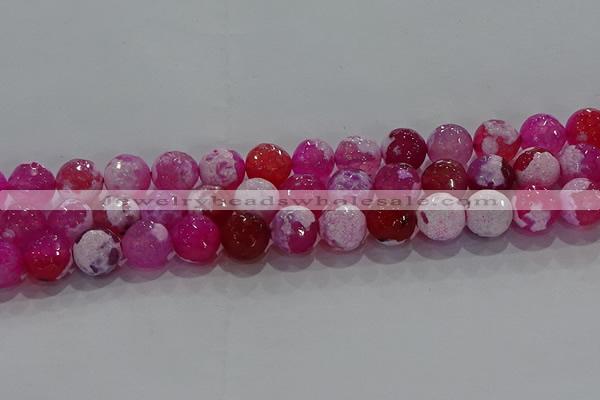 CAG8974 15.5 inches 12mm faceted round fire crackle agate beads