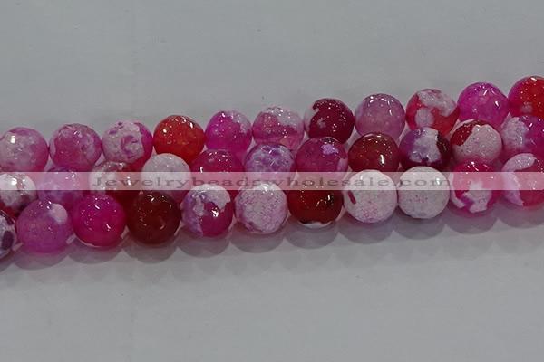 CAG8976 15.5 inches 16mm faceted round fire crackle agate beads