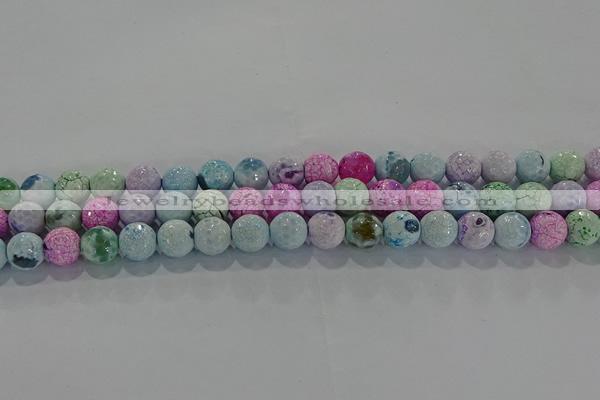 CAG8978 15.5 inches 4mm faceted round fire crackle agate beads