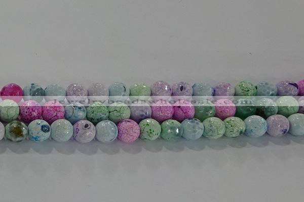 CAG8979 15.5 inches 6mm faceted round fire crackle agate beads