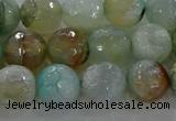 CAG8995 15.5 inches 8mm faceted round fire crackle agate beads