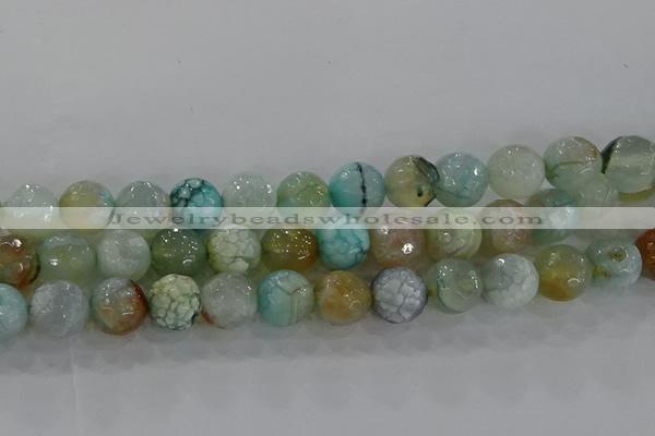 CAG8996 15.5 inches 10mm faceted round fire crackle agate beads