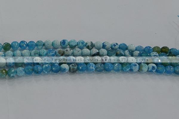 CAG9000 15.5 inches 6mm faceted round fire crackle agate beads