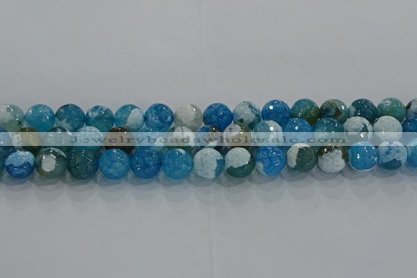 CAG9001 15.5 inches 8mm faceted round fire crackle agate beads