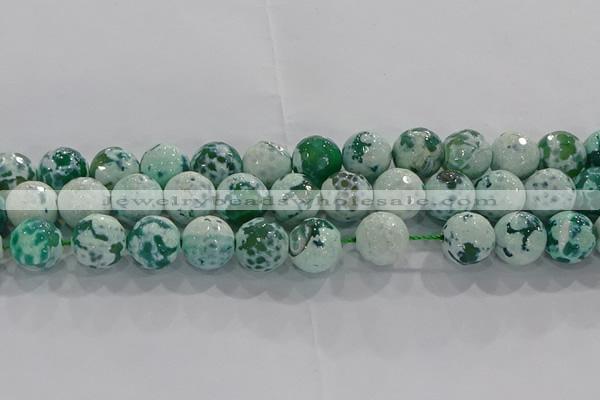 CAG9010 15.5 inches 12mm faceted round fire crackle agate beads