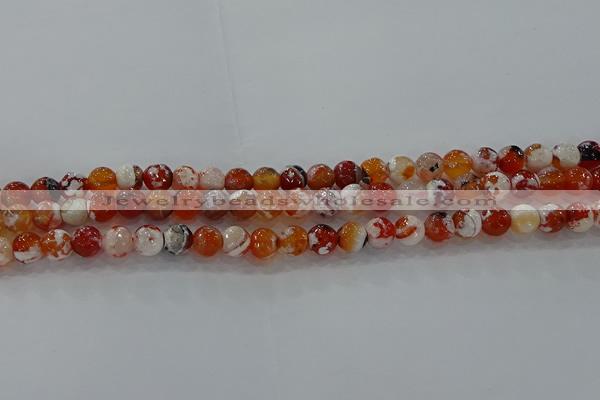 CAG9014 15.5 inches 6mm faceted round fire crackle agate beads