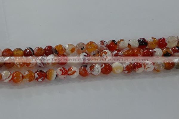 CAG9015 15.5 inches 8mm faceted round fire crackle agate beads