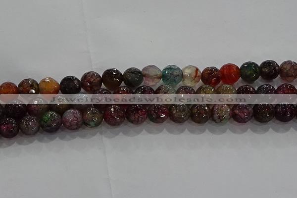 CAG9022 15.5 inches 8mm faceted round fire crackle agate beads