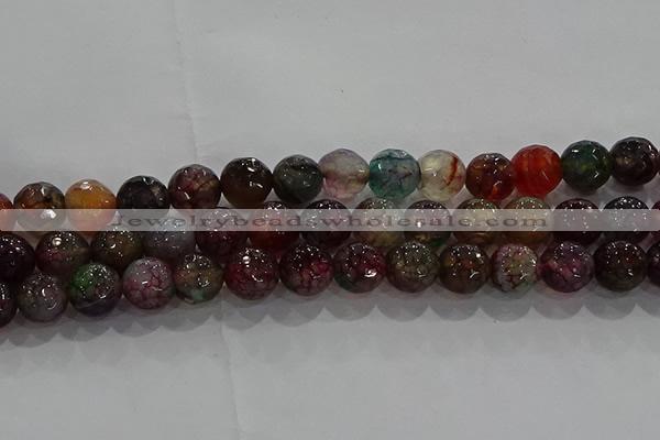 CAG9023 15.5 inches 10mm faceted round fire crackle agate beads
