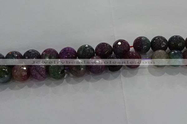 CAG9024 15.5 inches 12mm faceted round fire crackle agate beads