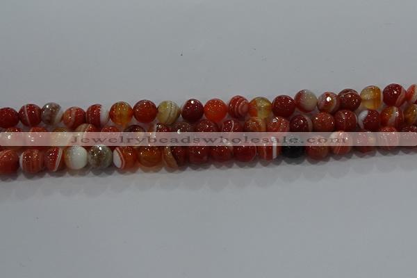 CAG9231 15.5 inches 8mm faceted round line agate beads wholesale