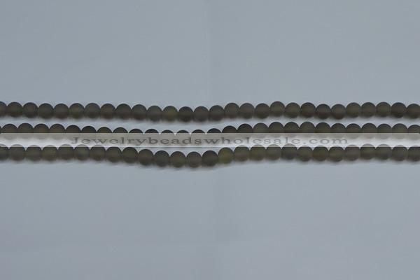 CAG9310 15.5 inches 4mm round matte grey agate beads wholesale