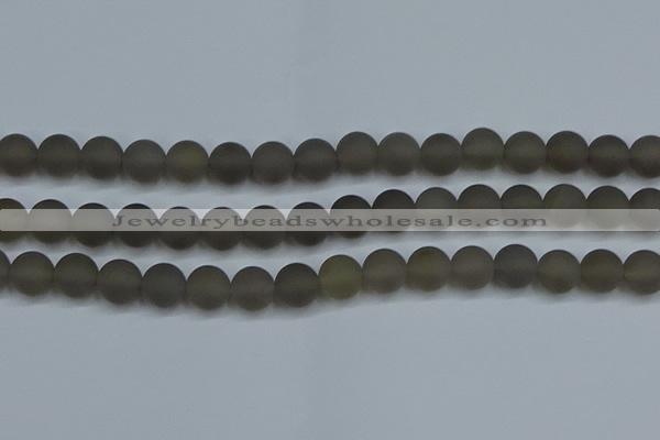 CAG9315 15.5 inches 14mm round matte grey agate beads wholesale