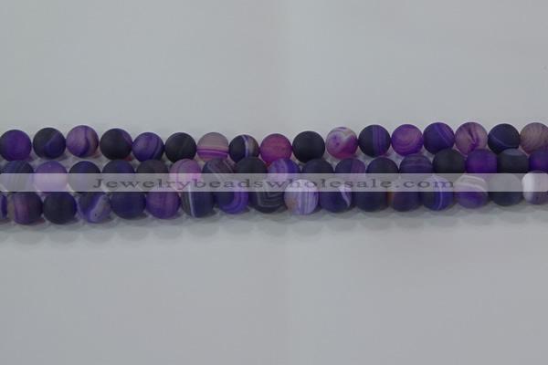 CAG9321 15.5 inches 8mm round matte line agate beads wholesale